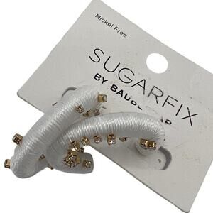 SUGARFIX by BaubleBar Nickle Free White Studded Hoop Earrings - NWT